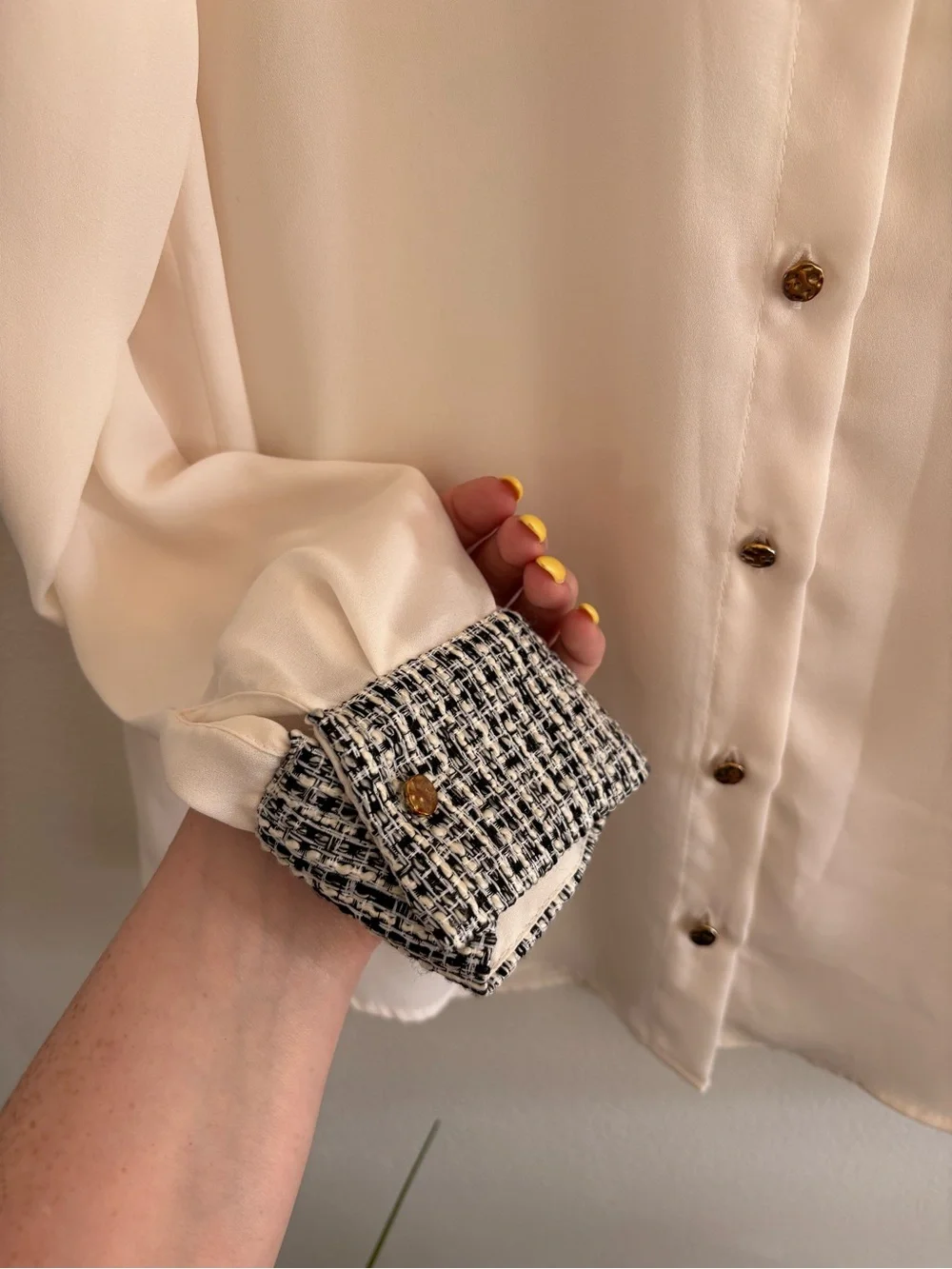 Zara | Cream Blouse with Tweed